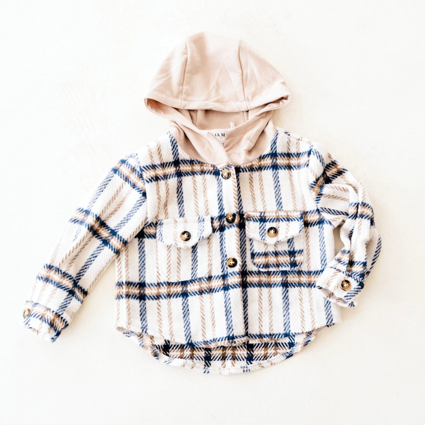 Cream & Navy Plaid Flannel