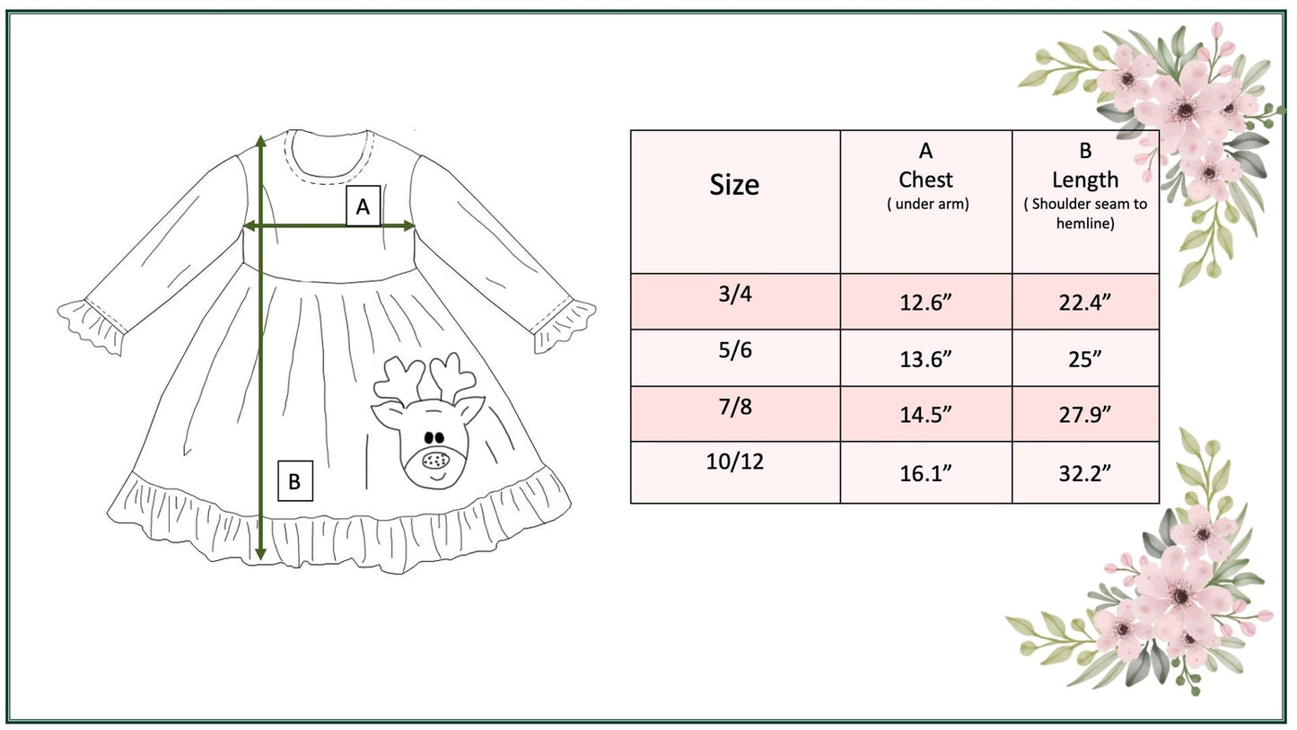 Plaid Reindeer Ruffle Holiday Dress