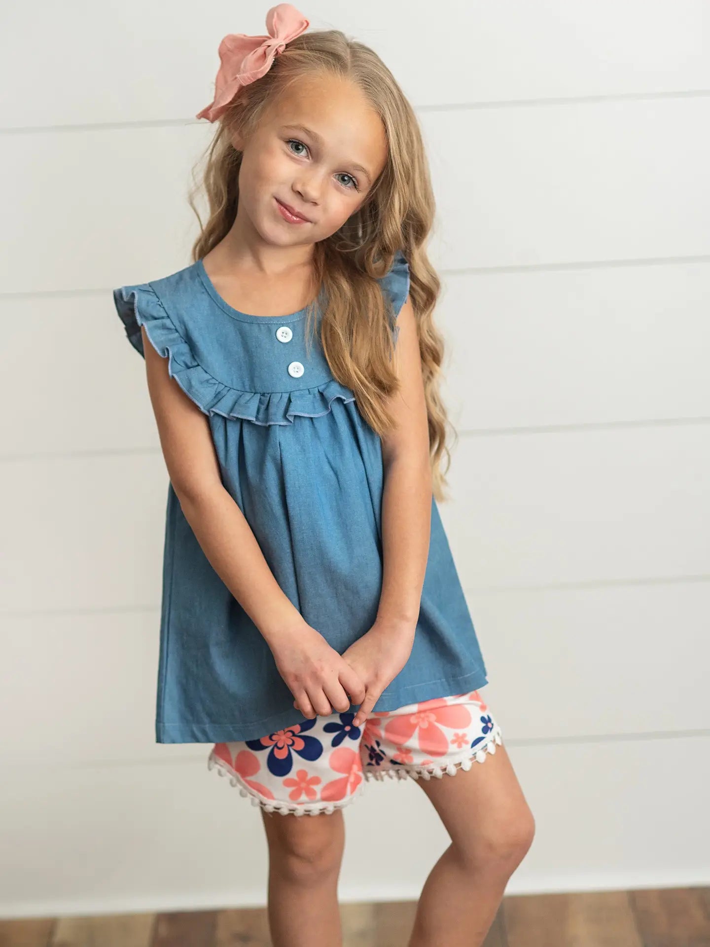 Coral Floral 2 Piece Short Set