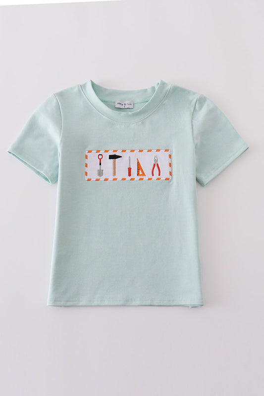Blue Tool Embroidery Top