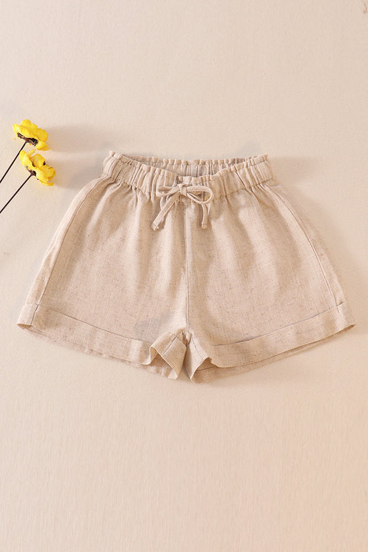 Beige Linen Shorts