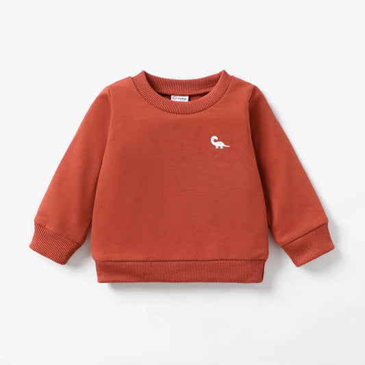 Dinosaur Embroidery Long Sleeve Sweater