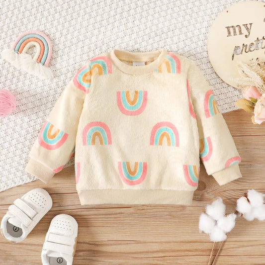 Baby Rainbow Long Sleeve Fuzzy Sweatshirt