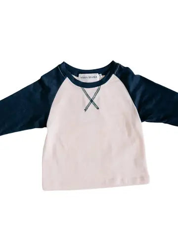 Long Sleeve Baseball Tee-Navy