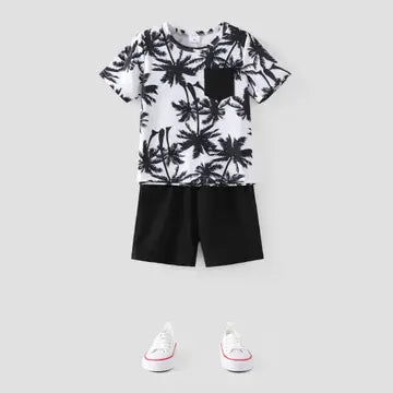 2 Piece Palm Tree Short Set