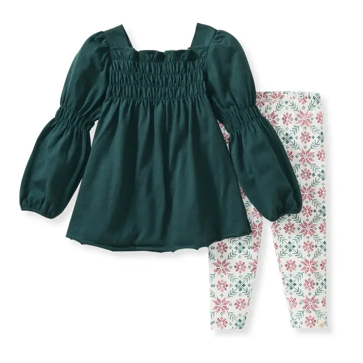 Poinsettia Fair Isle Organic Tunic & Pants Set