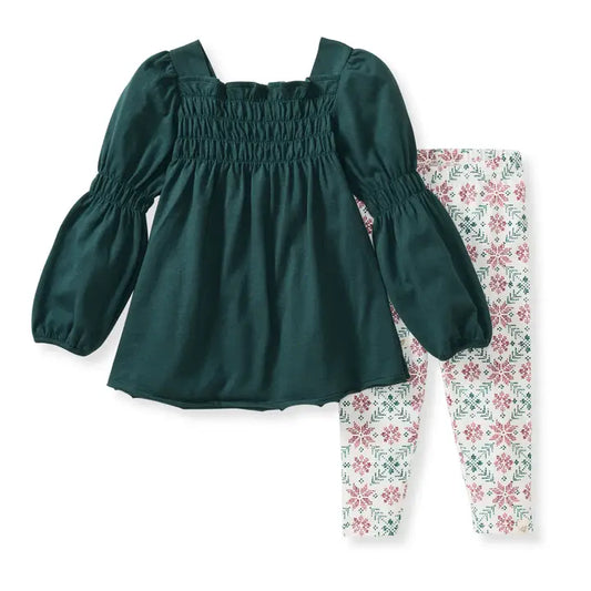 Poinsettia Fair Isle Organic Tunic & Pants Set