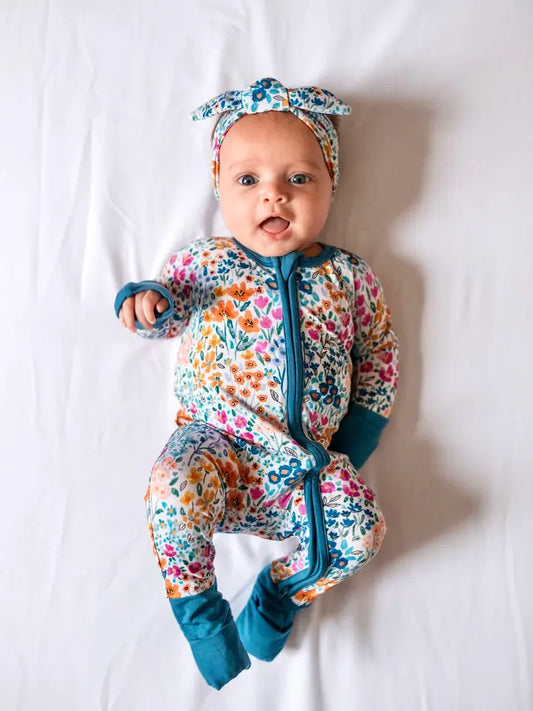 Whimsical Wildflower Bamboo PJ's-Teal