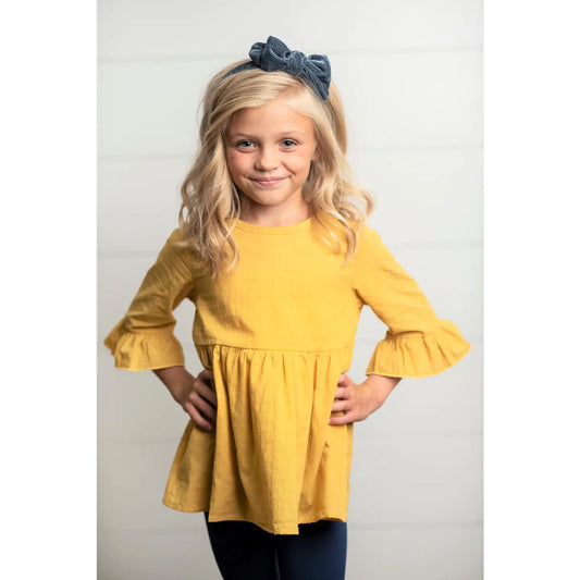 Ruffle Long Sleeve Shirt with Buttons