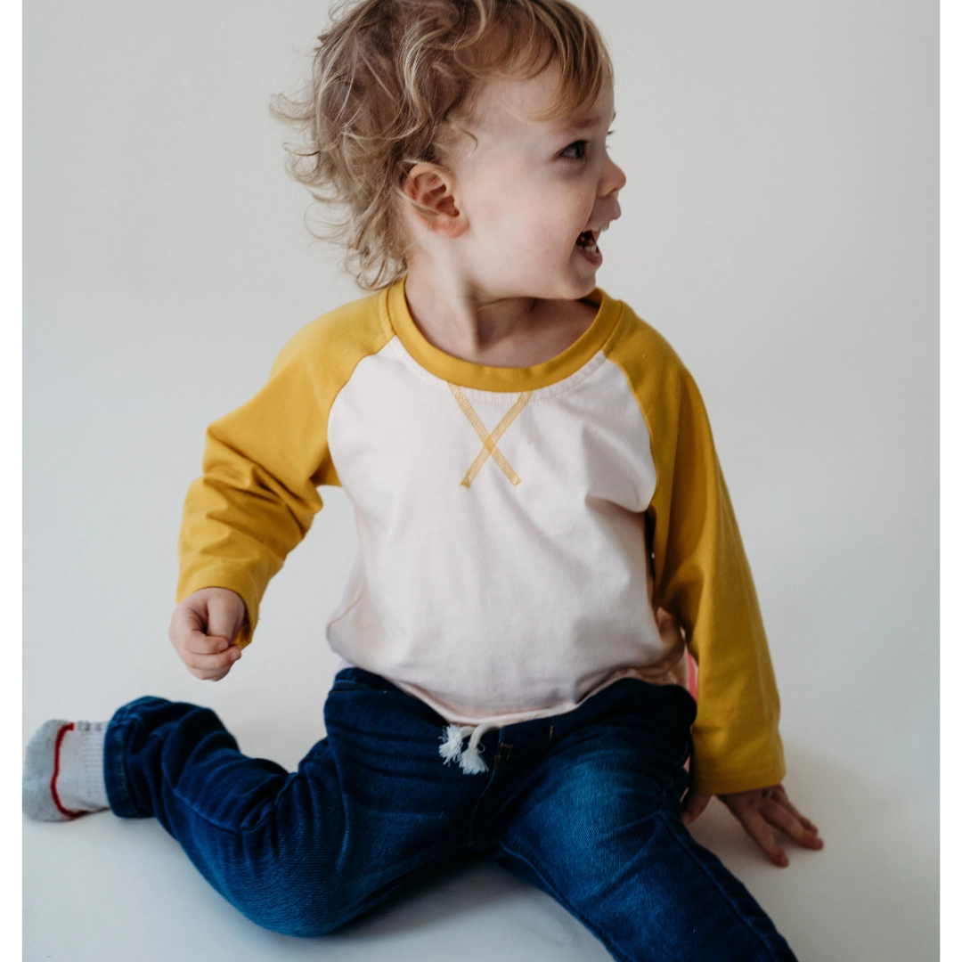 Long Sleeved Baseball Tee-Yellow